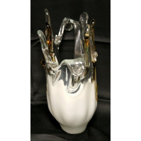 1980s Modern Contemporary Murano Italian Large Glass Vase Brown Swirl Abstract - Picture 2 of 10